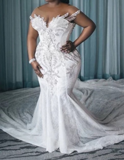 Elegant African Beaded Mermaid Style Wedding Gown/ Accepting