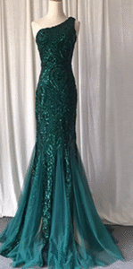 One Shoulder Sequins Evening Dress