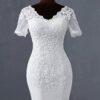 V Neck Half Sleeve Lace Bridal Gown/Accepting custom orders