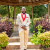 Satin Champagne suit with red shawls. - Image 2
