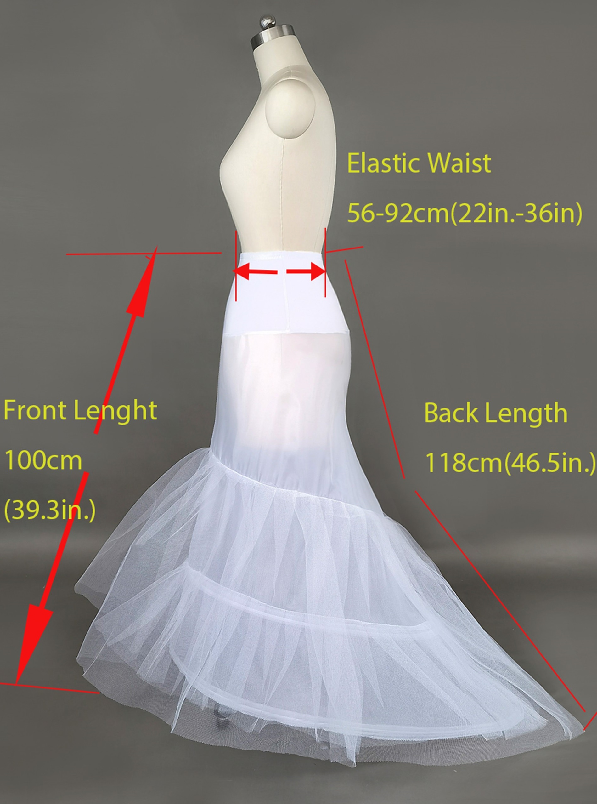 Kitty-Fashion Full Shape 6 Hoop Skirt Ball Gown Petticoat Underskirt Slip  Dress Adjustable Waist White