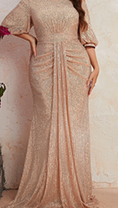Puff-up Off Shoulder Long Sequin Gown