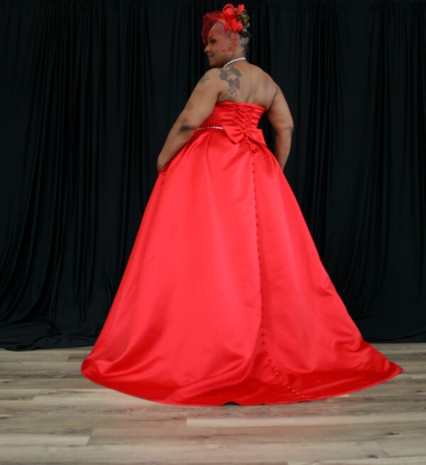 None Traditional Red Classic Boho Satin Ball Gown With Pockets/Come with birdcage - Image 3