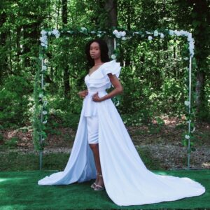 Sheath Ruffle One Shoulder Short Wedding Gown