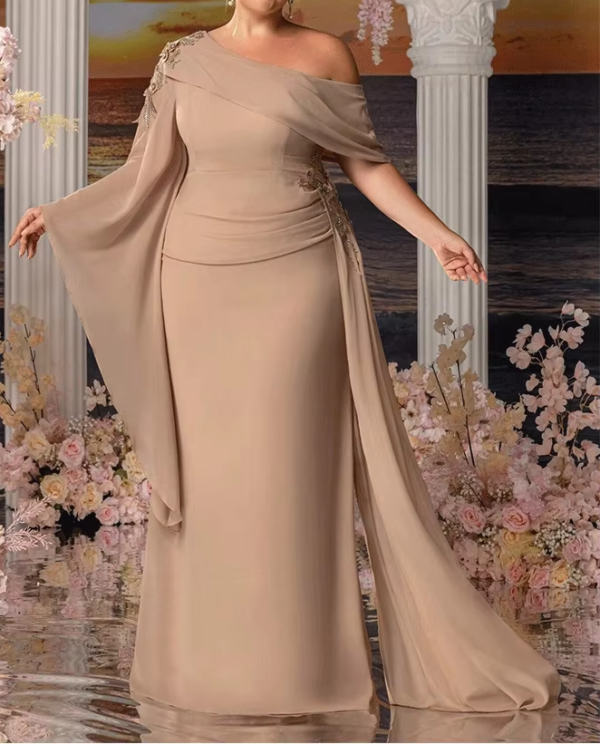 Plus Size Mother Of the Bride/Groom Long Strapless Chiffon Dress - Image 4