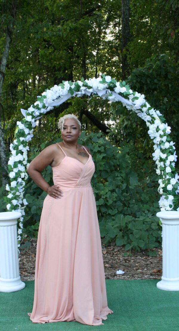 Dusty Pink A-Line Chiffon Bridal Party Dress - Image 3