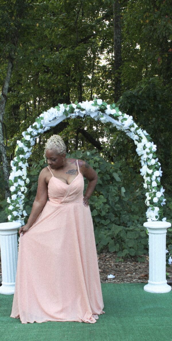 Dusty Pink A-Line Chiffon Bridal Party Dress - Image 5