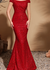 Simple square Neck Sequins Elegant Dress