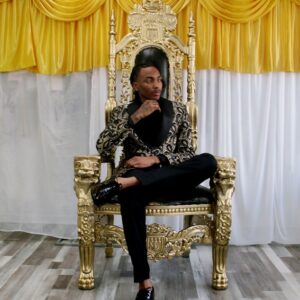 2026 Two Pieces Gold & Black Jacquard Men Suit