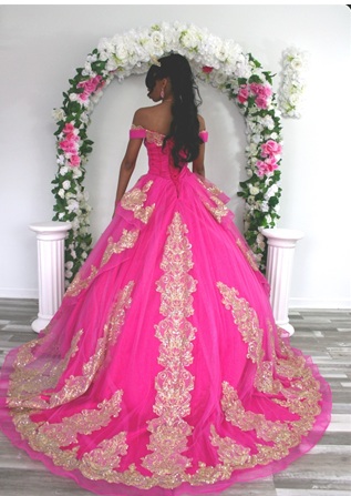 Beading Off Shoulder Sweet 16/Prom Ball Gown - Image 3