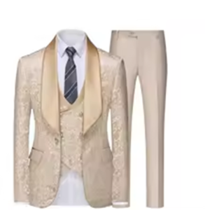 Slim Fit Jacquard Luxury Three Piece Men's Formal Tuxedo