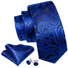 Men Jacquard Tie Set /Hanky Cufflinks Set