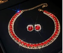 Red Bridesmaid Jewelry set ( 1 pair of earring & 1 necklace )