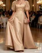 Mother Of The Bride/Groom Silk Dress Stand Collar -A Line Maxi Formal Gown
